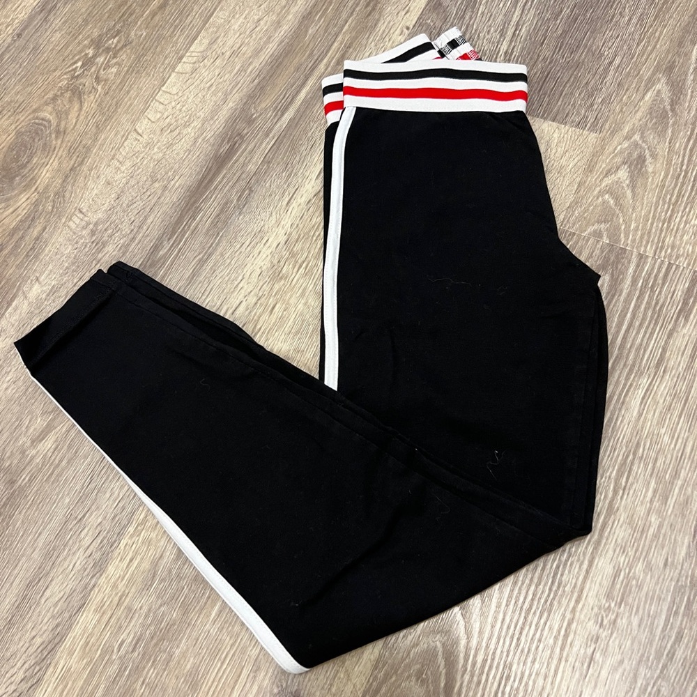Black Leggings with Red and White Stripes